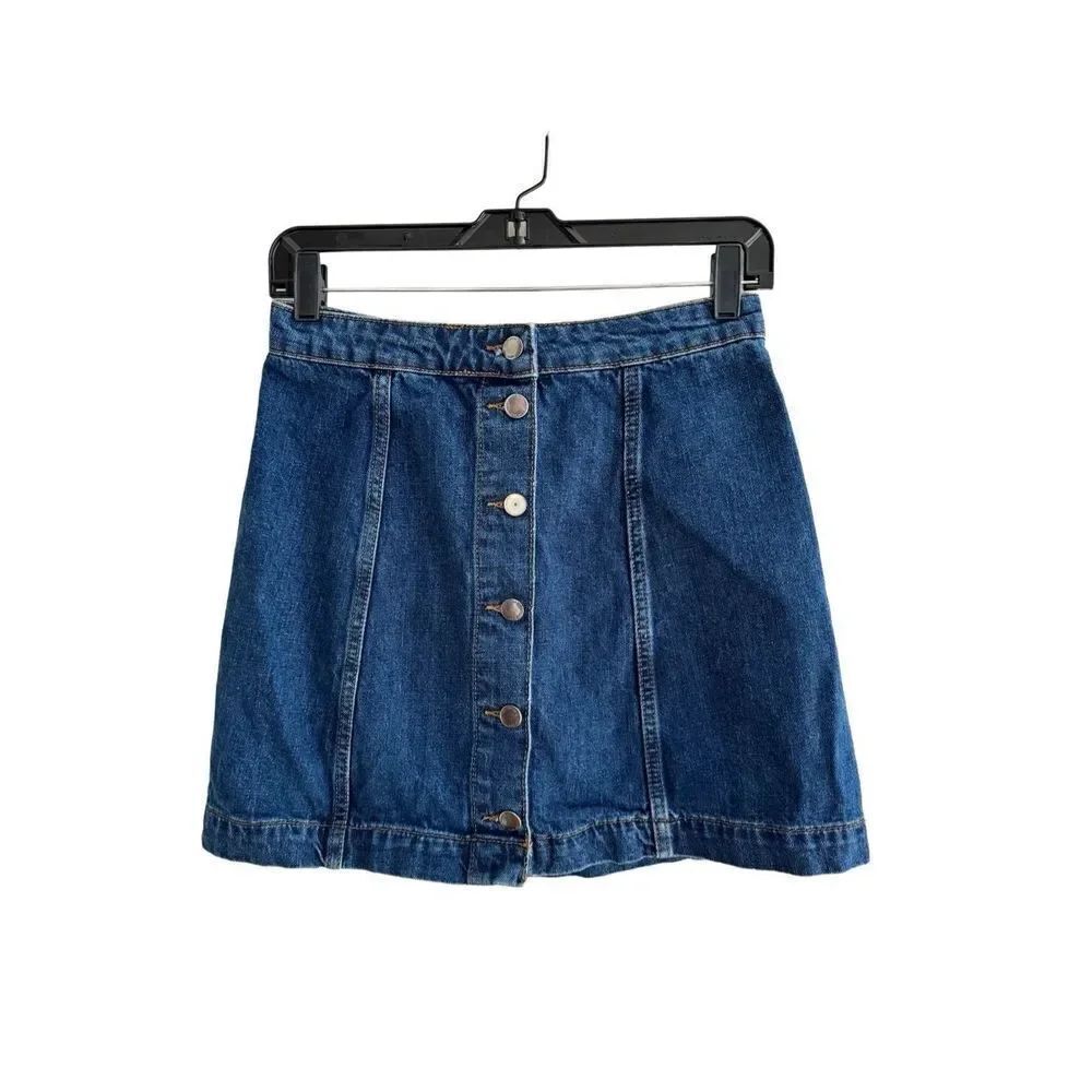 Topshop Moto Button Fly Denim Jean Skirt, Size 28